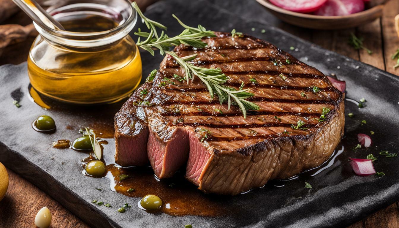 Olive Oil on Steak Before Grilling