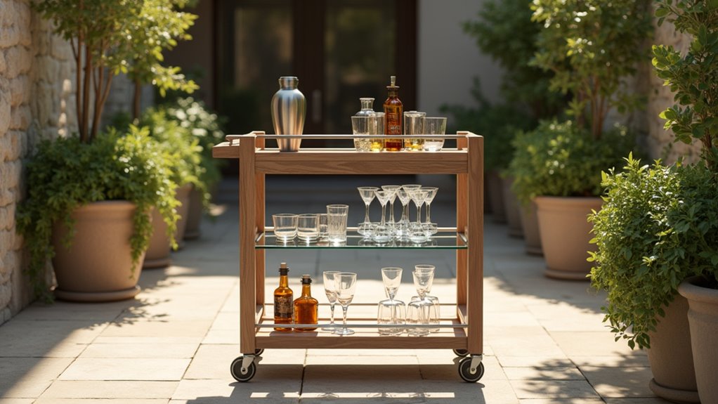 durable mobile outdoor bar cart